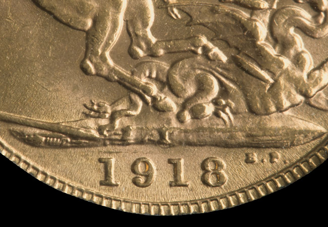 1918 George V Sovereign closeup - What makes the 1918 Sovereign so significant?