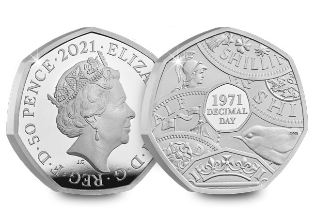 UK 2021 Decimal Day 50p Silver Proof Coin - The day that changed UK coinage forever