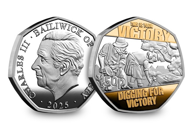 2025 guernsey ve day digging invert obv rev 1 - Commemorating the 80th Anniversary of VE Day with a Stunning 50p Collection