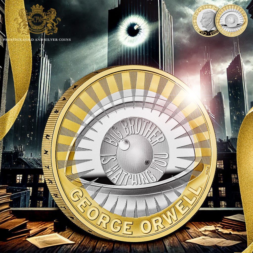 George Orwell Silver proof 1080x1080 1 1024x1024 - Own the New UK George Orwell £2 Coin – Big Brother is Watching You