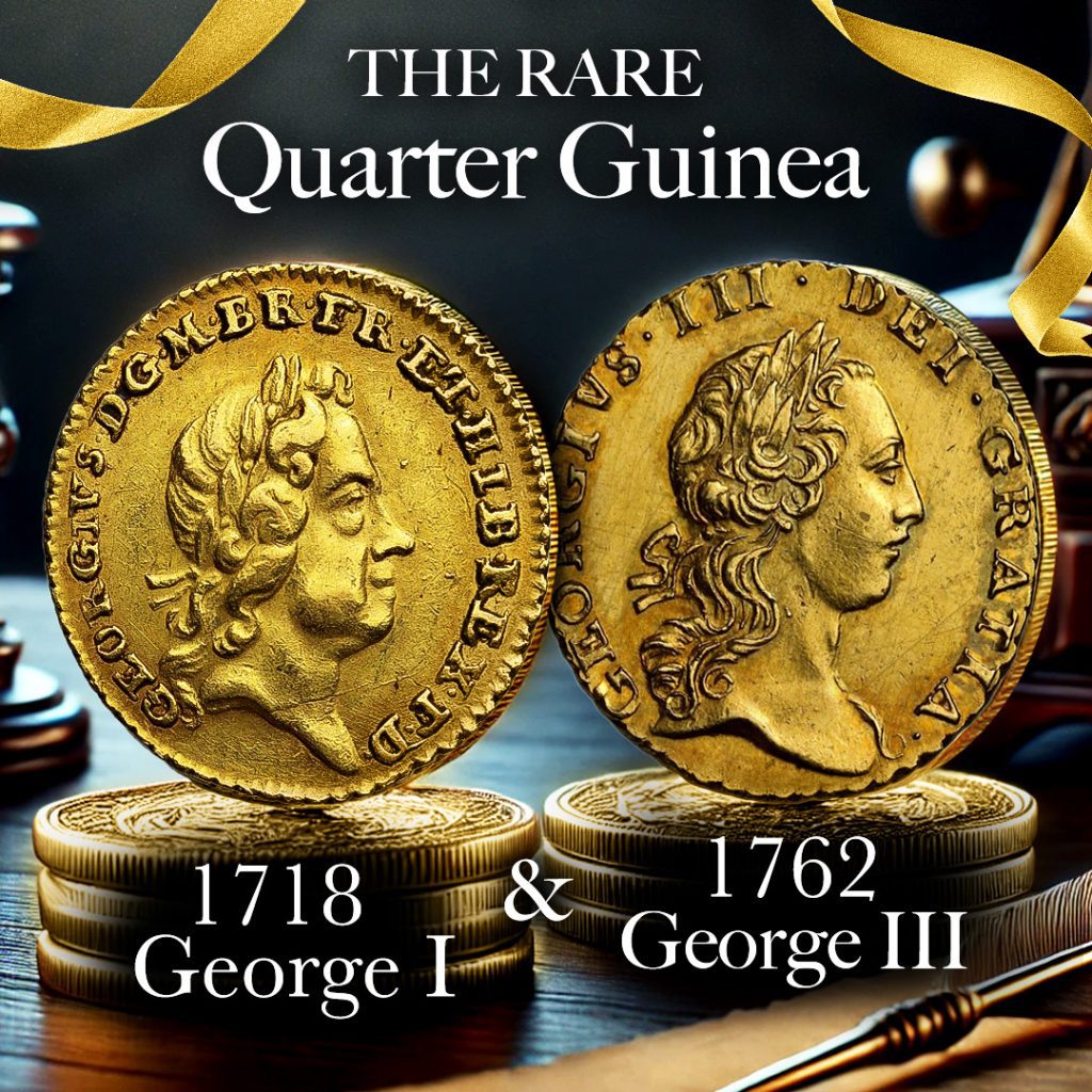 Social image Quarter Guineas 1024x1024 - The Short-Lived Tale of the Quarter Guinea: A Rare Gem in British Numismatic History