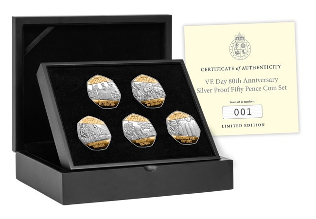 guernsey silver 50p box invert - Commemorating the 80th Anniversary of VE Day with a Stunning 50p Collection